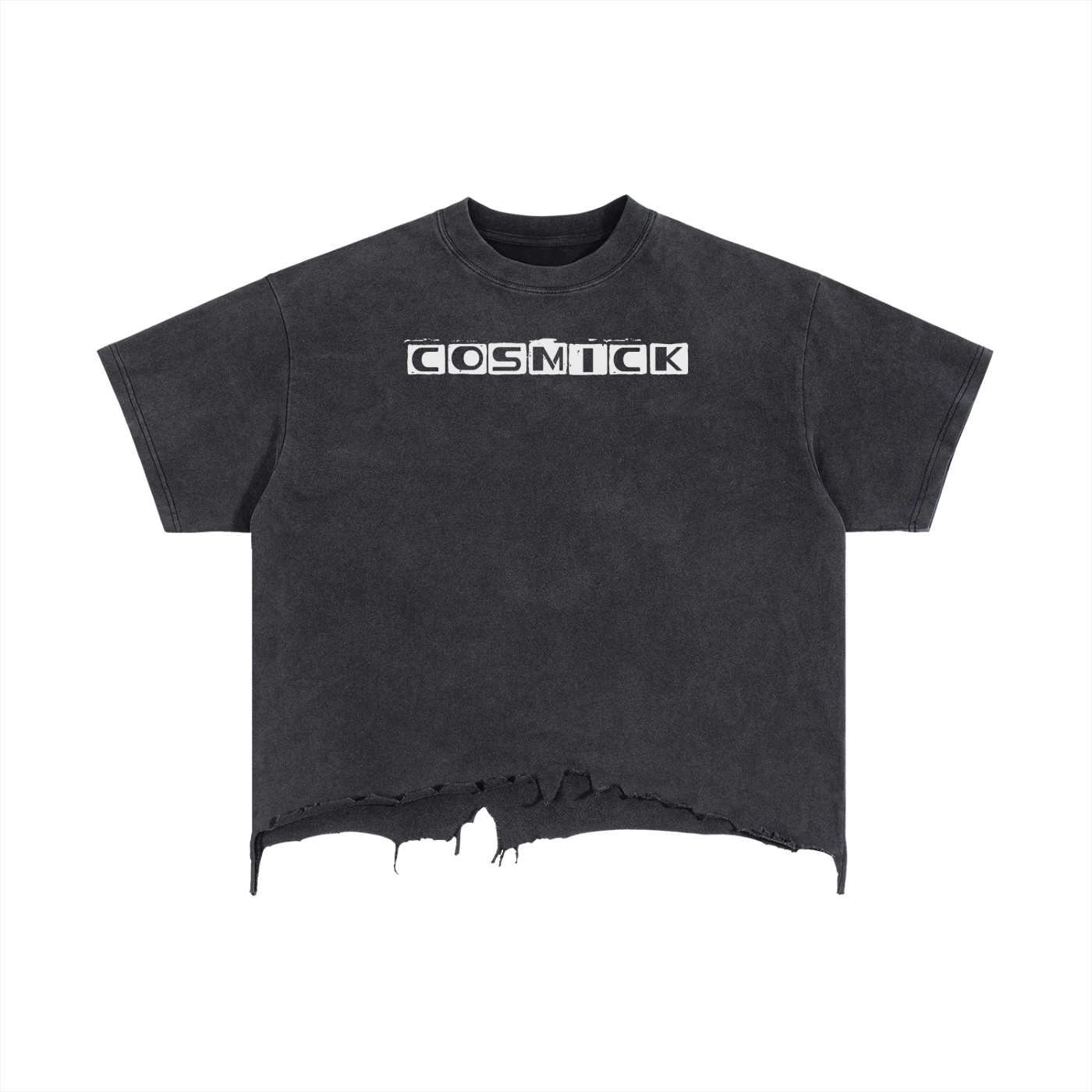 Cosmick-Vintage Wash Boxy Distressed Hem T-Shirt
