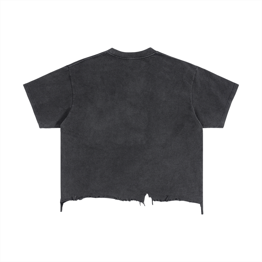 Cosmick-Vintage Wash Boxy Distressed Hem T-Shirt