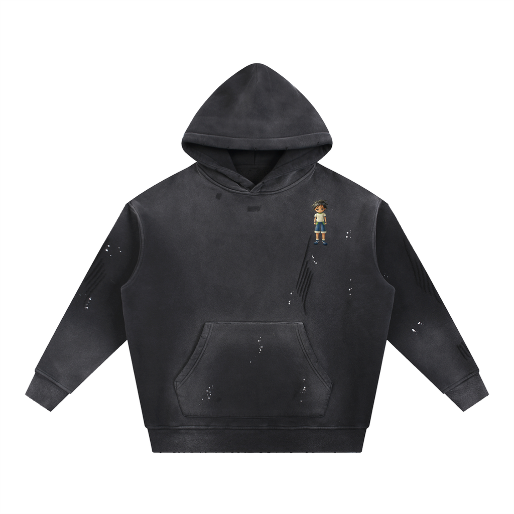 Cosmick Vintage Washed Frayed Fleece Hoodie