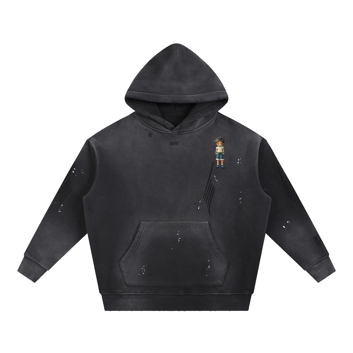 Cosmick Vintage Washed Frayed Fleece Hoodie