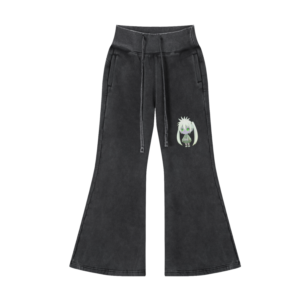Cosma-Vintage Washed Flared Fleece Pants