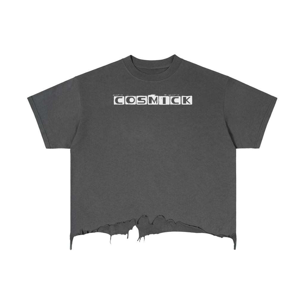 Cosmick-Vintage Wash Boxy Distressed Hem T-Shirt