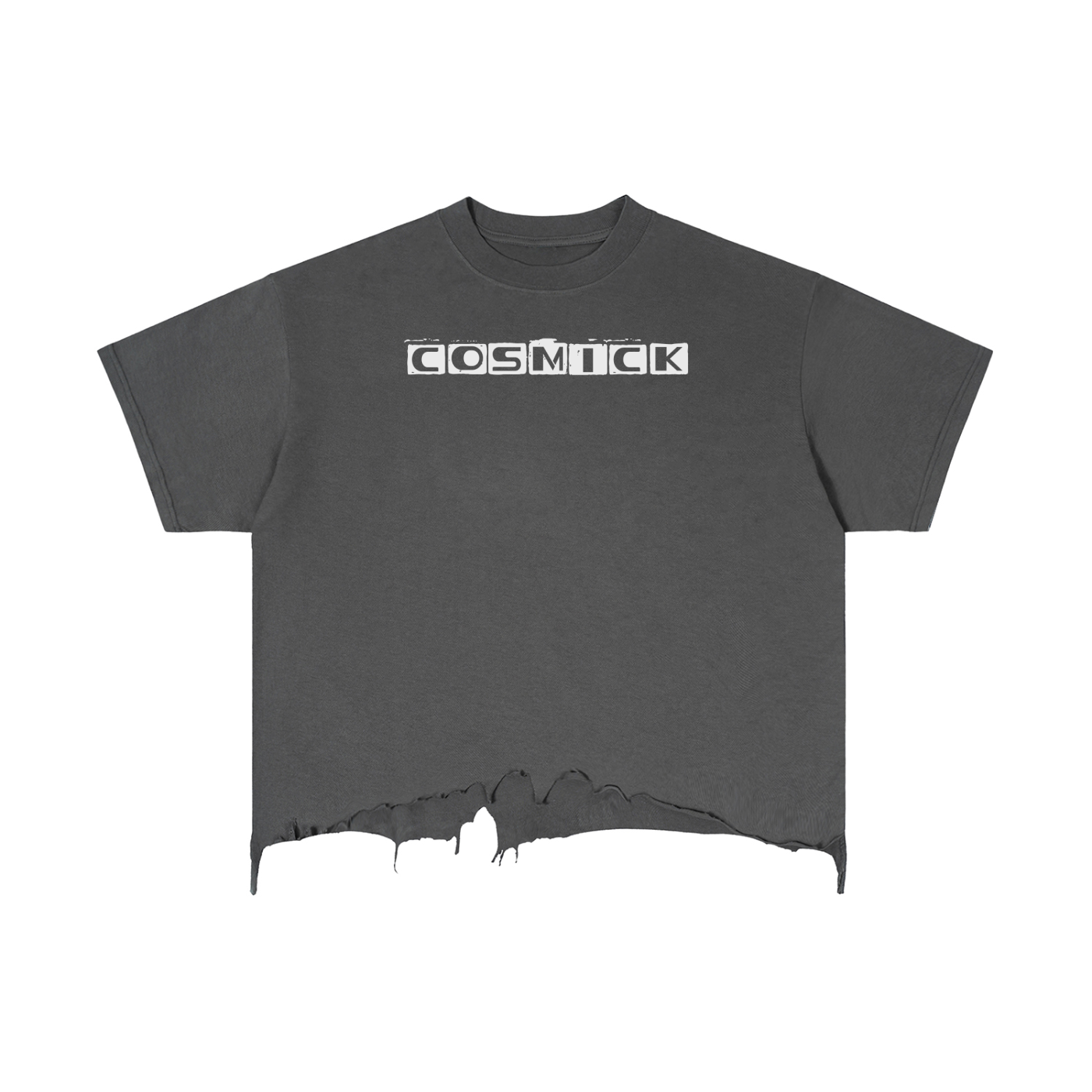 Cosmick-Vintage Wash Boxy Distressed Hem T-Shirt